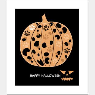 Pumpkin with paw prints Posters and Art